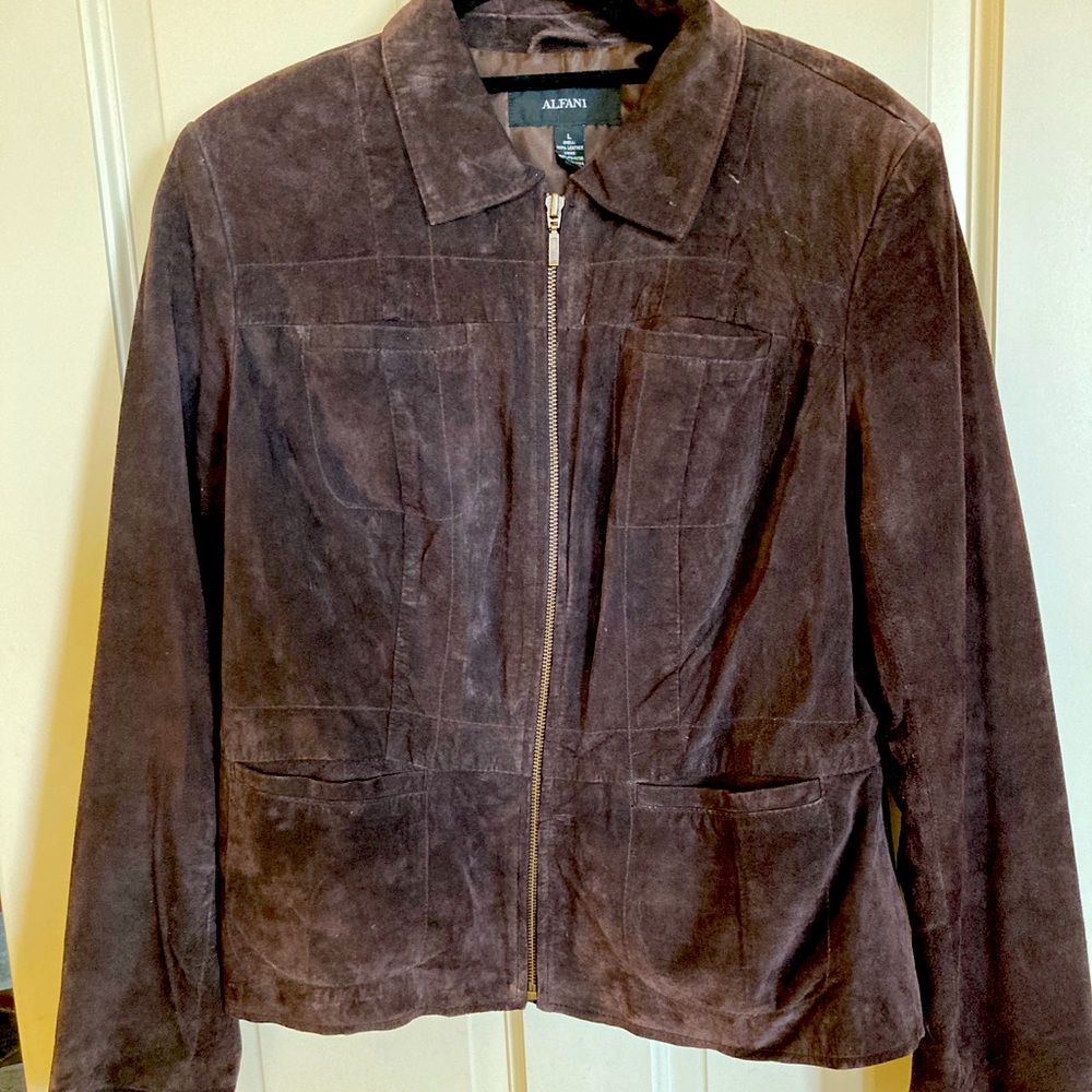 Alfani Dark Brown Suede Leather Jacket